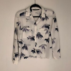 Zara basics printed blouse